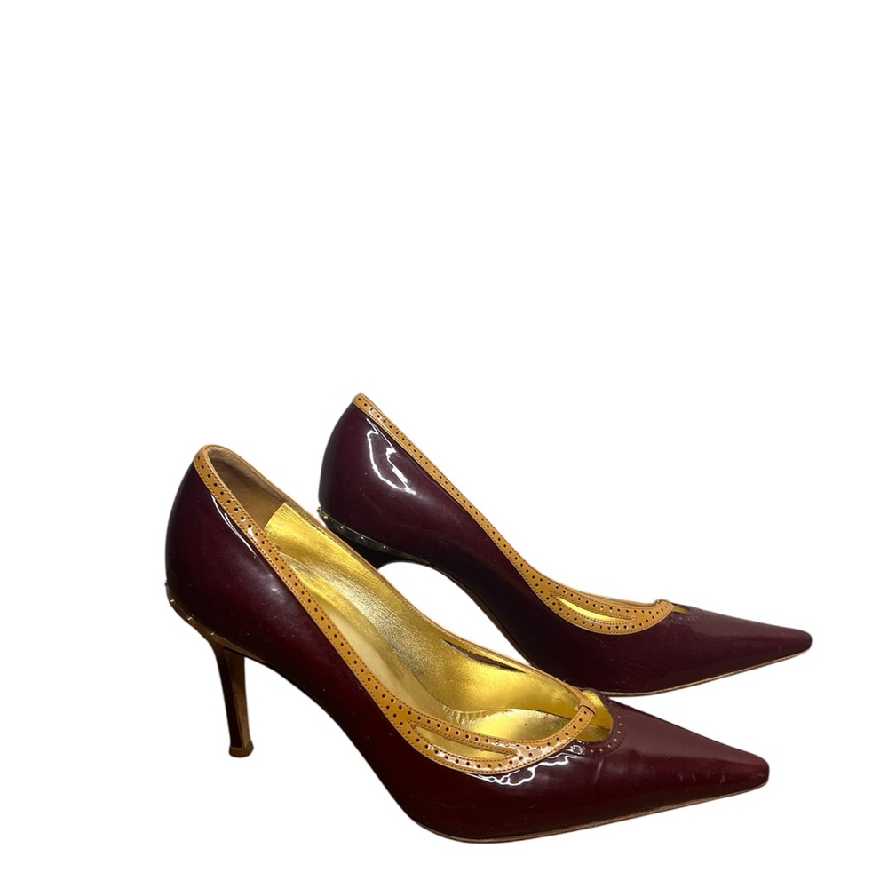 Dolce & Gabbana Burgundy and Gold Heels